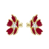 Ted Baker Yellow Gold Coloured Petinna Painted Flower Cubic Zirconia Stud Earrings