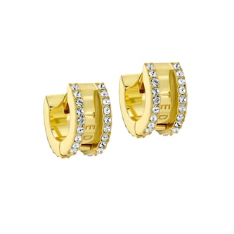 Ted Baker Yellow Gold Coloured Rosy Crystal Roll Huggie Hoop Earrings Ted Baker Yellow Gold Coloured Rosy Crystal Roll Huggie Hoop Earrings