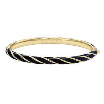 Ted Baker Yellow Gold Coloured Trinity Twist Black Enamel Bangle Ted Baker Yellow Gold Coloured Trinity Twist Black Enamel Bangle