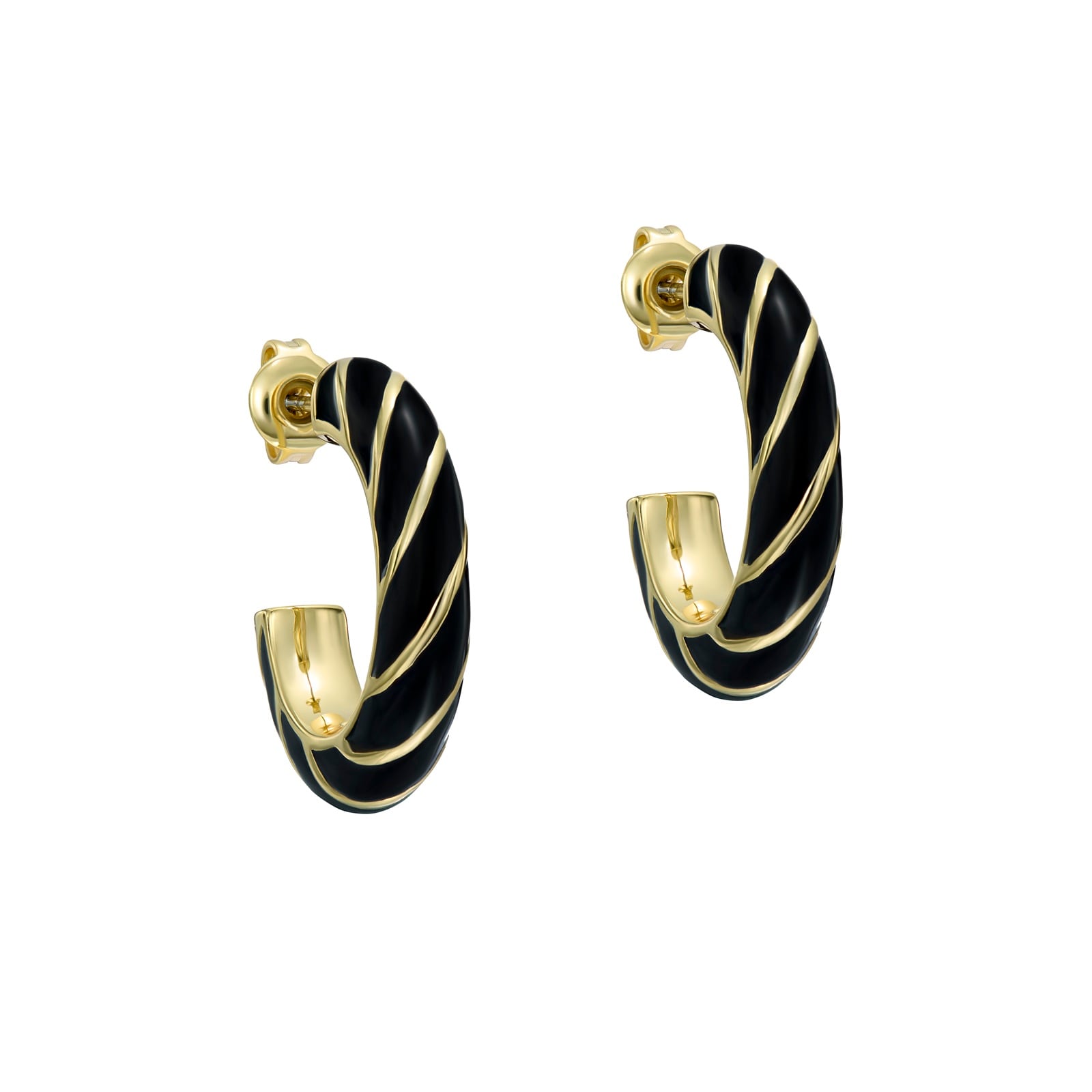 Ted Baker Yellow Gold Coloured Trinna Twist Black Enamel Hoop Earrings Ted Baker Yellow Gold Coloured Trinna Twist Black Enamel Hoop Earrings