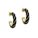 Ted Baker Yellow Gold Coloured Trinna Twist Black Enamel Hoop Earrings