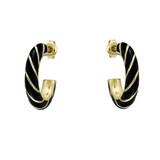 Ted Baker Yellow Gold Coloured Trinna Twist Black Enamel Hoop Earrings
