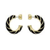 Ted Baker Yellow Gold Coloured Trinna Twist Black Enamel Hoop Earrings