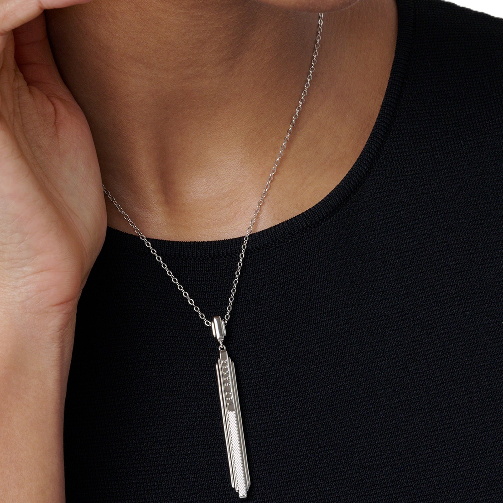 Ted Baker White Gold Coloured Devina Deco Groove Pendant Necklace