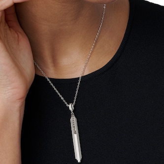Ted Baker White Gold Coloured Devina Deco Groove Pendant Necklace