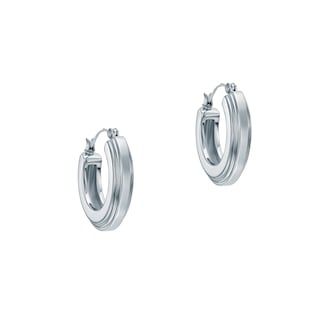 Ted Baker White Gold Coloured Deena Deco Groove Hoop Earrings