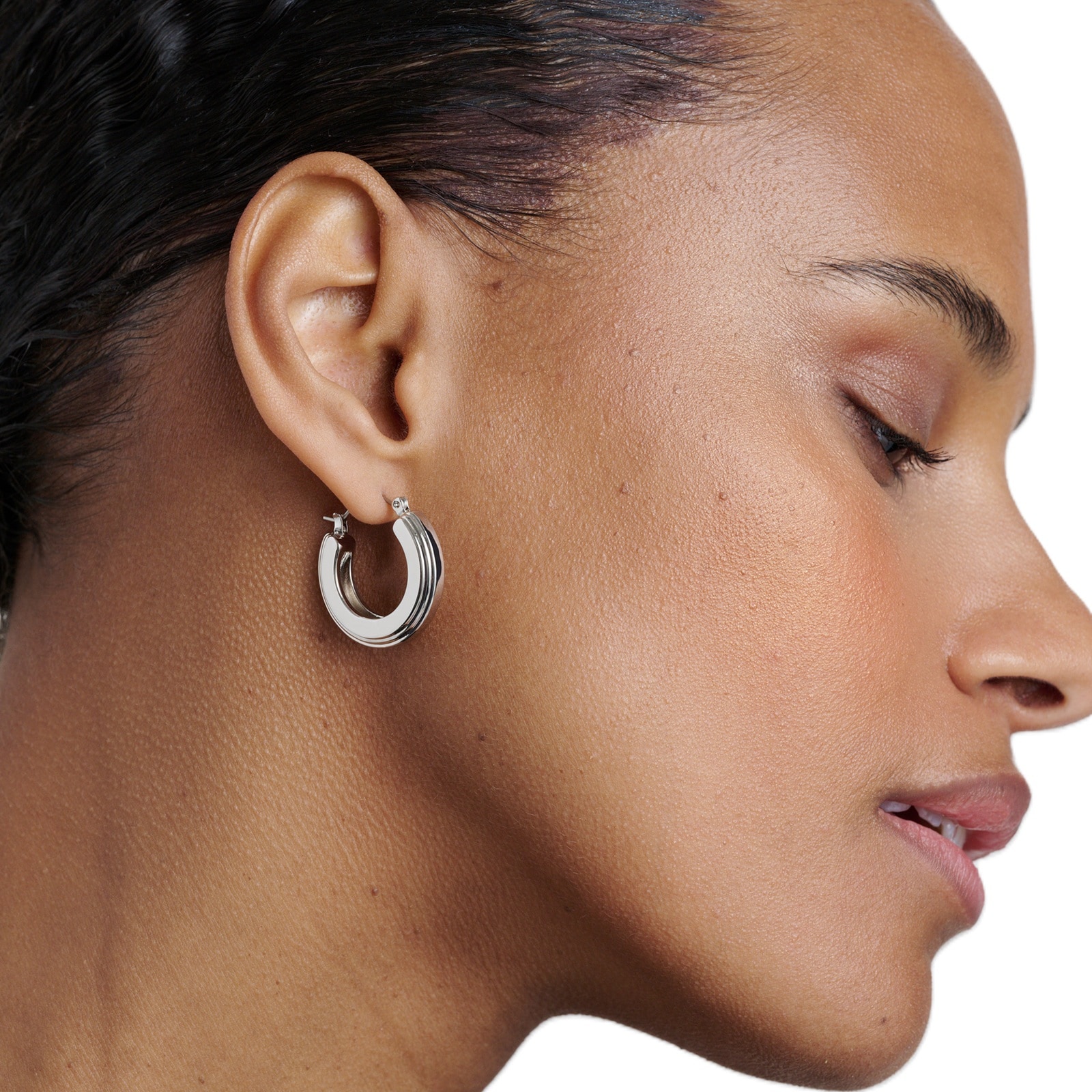 Ted Baker White Gold Coloured Deena Deco Groove Hoop Earrings Ted Baker White Gold Coloured Deena Deco Groove Hoop Earrings