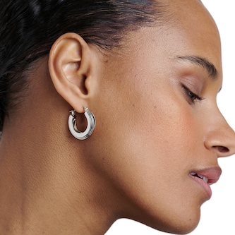 Ted Baker White Gold Coloured Deena Deco Groove Hoop Earrings
