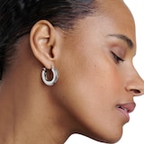 Ted Baker White Gold Coloured Deena Deco Groove Hoop Earrings