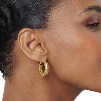 Ted Baker Yellow Gold Coloured Deena Deco Groove Hoop Earrings Ted Baker Yellow Gold Coloured Deena Deco Groove Hoop Earrings