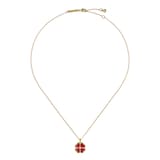 Ted Baker Yellow Gold Coloured Fern Red Enamel Flower Crystal Pendant Necklace