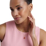 Ted Baker Yellow Gold Coloured Fern Red Enamel Flower Crystal Pendant Necklace
