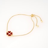 Ted Baker Yellow Gold Coloured Felicity Red Enamel Flower Crystal Bracelet