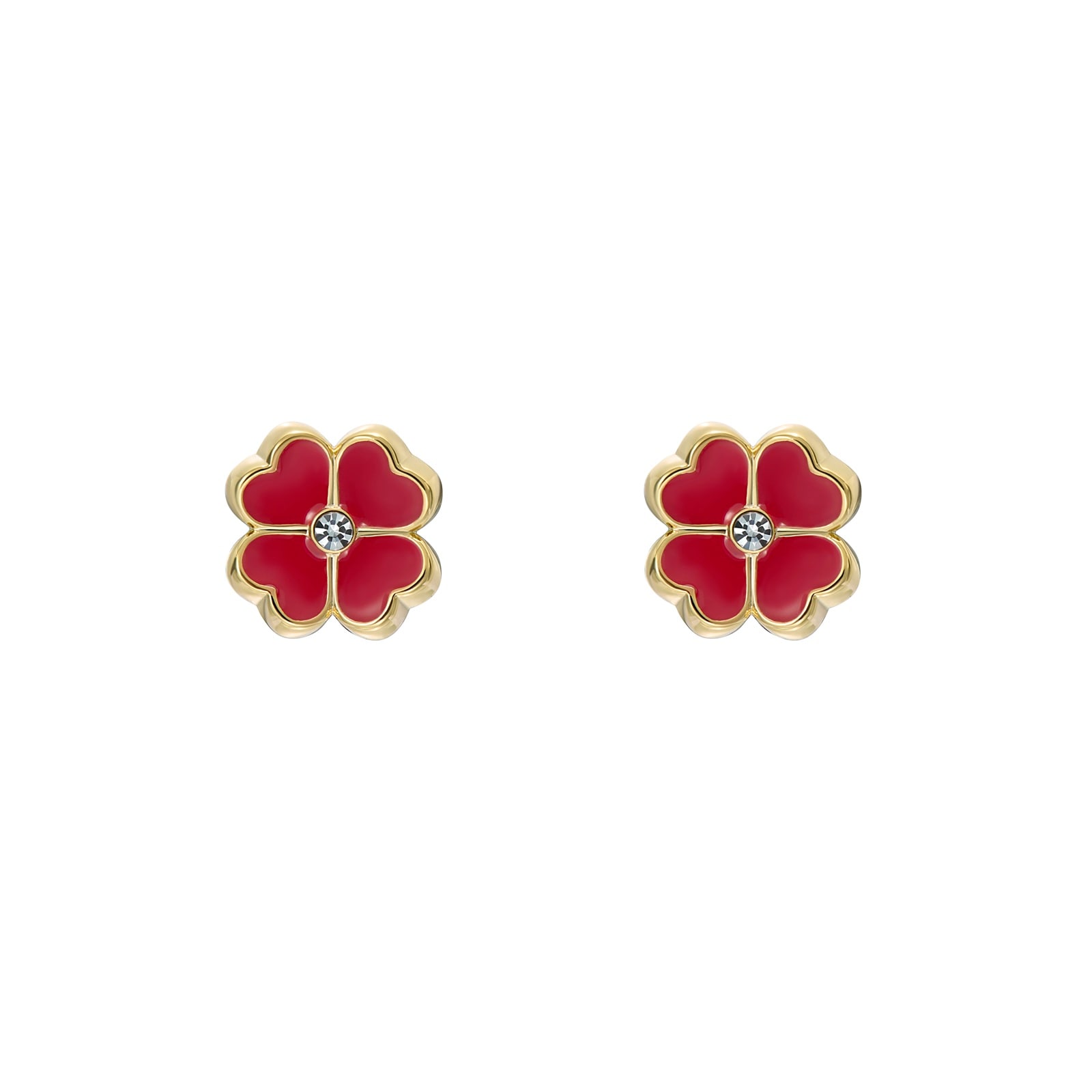 Ted Baker Yellow Gold Coloured Freya Red Enamel Flower Crystal Stud Earrings Ted Baker Yellow Gold Coloured Freya Red Enamel Flower Crystal Stud Earrings