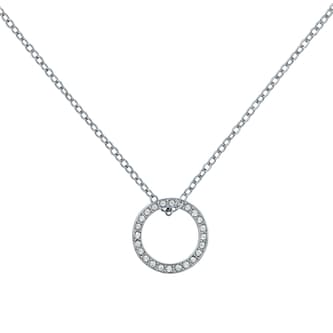 Ted Baker White Gold Coloured Heri Crystal Hoop Pendant Necklace
