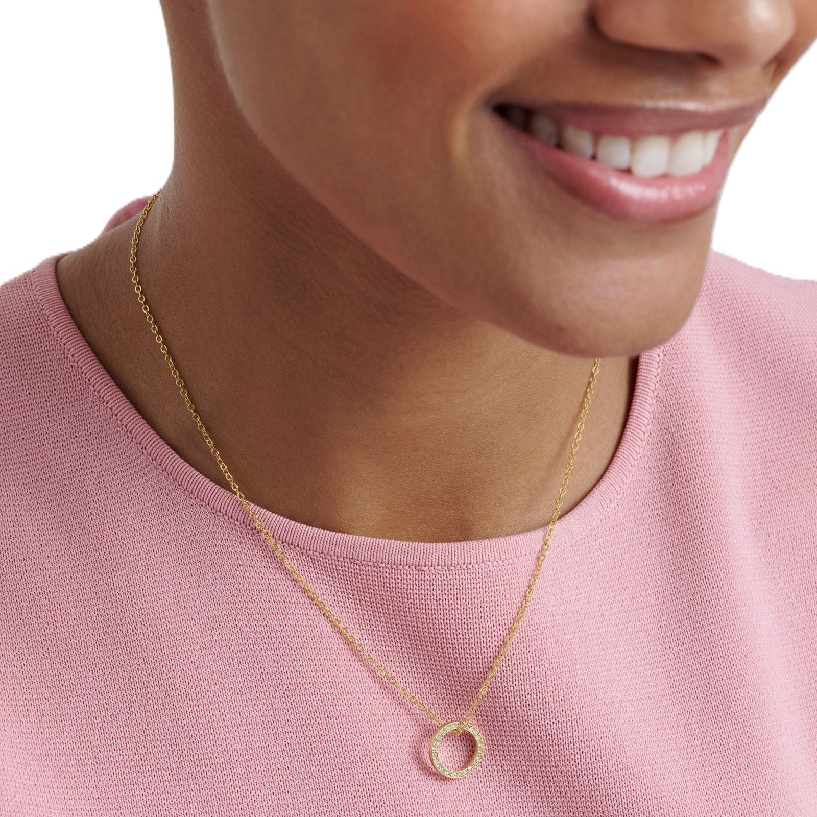 Ted Baker Yellow Gold Coloured Heri Crystal Hoop Pendant Necklace Ted Baker Yellow Gold Coloured Heri Crystal Hoop Pendant Necklace