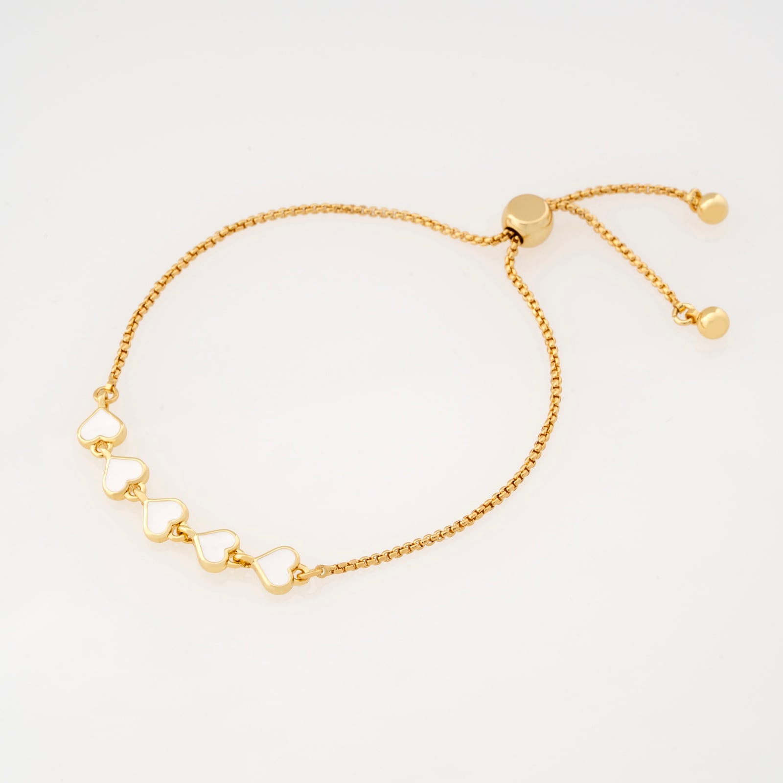 Ted Baker Yellow Gold Coloured Harriet White Enamel Heart Bracelet