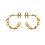 Ted Baker Yellow Gold Coloured Hannah White Enamel Heart Hoop Earrings