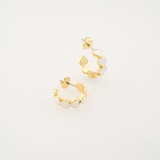 Ted Baker Yellow Gold Coloured Hannah White Enamel Heart Hoop Earrings
