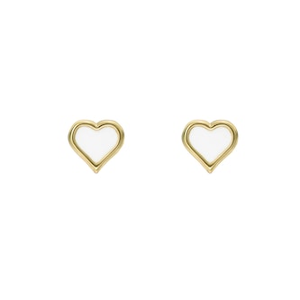 Ted Baker Yellow Gold Coloured Hailey White Enamel Heart Stud Earrings