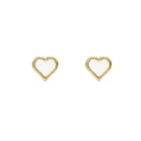 Ted Baker Yellow Gold Coloured Hailey White Enamel Heart Stud Earrings