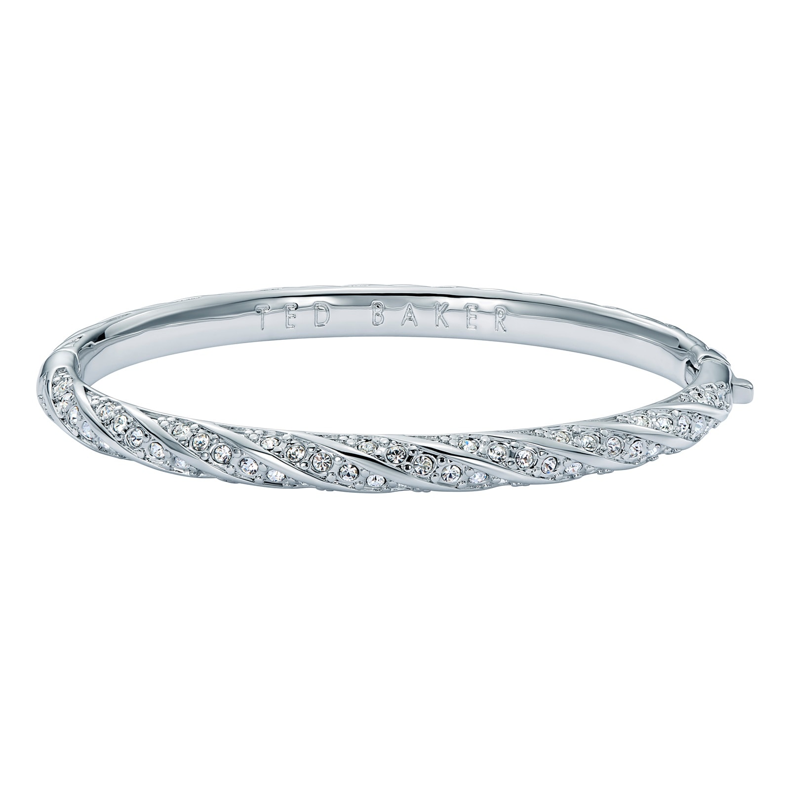Ted Baker White Gold Coloured Torvi Crystal Twist Bangle