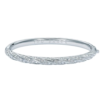 Ted Baker White Gold Coloured Torvi Crystal Twist Bangle