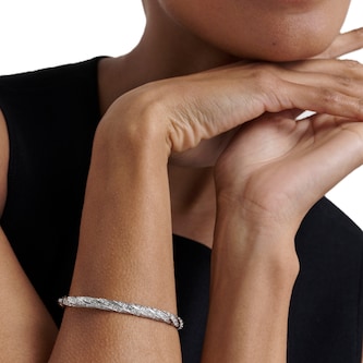 Ted Baker White Gold Coloured Torvi Crystal Twist Bangle