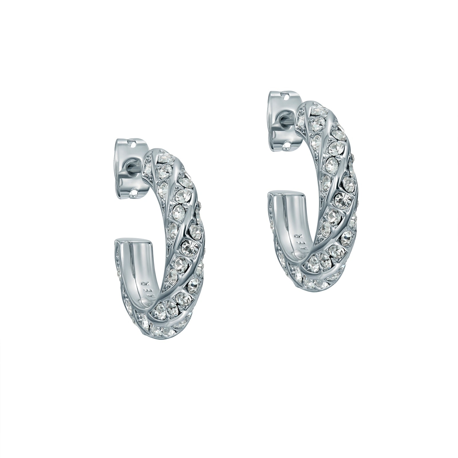 Ted Baker White Gold Coloured Toni Crystal Twist Hoop Earrings