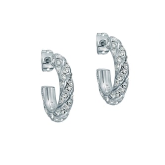 Ted Baker White Gold Coloured Toni Crystal Twist Hoop Earrings