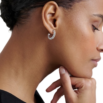 Ted Baker White Gold Coloured Toni Crystal Twist Hoop Earrings