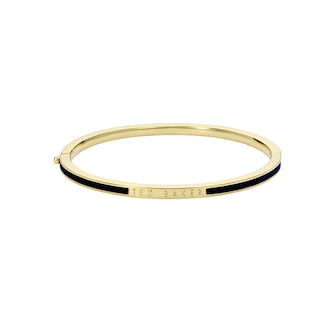 Ted Baker Yellow Gold Coloured RoleyB Black Enamel Bangle