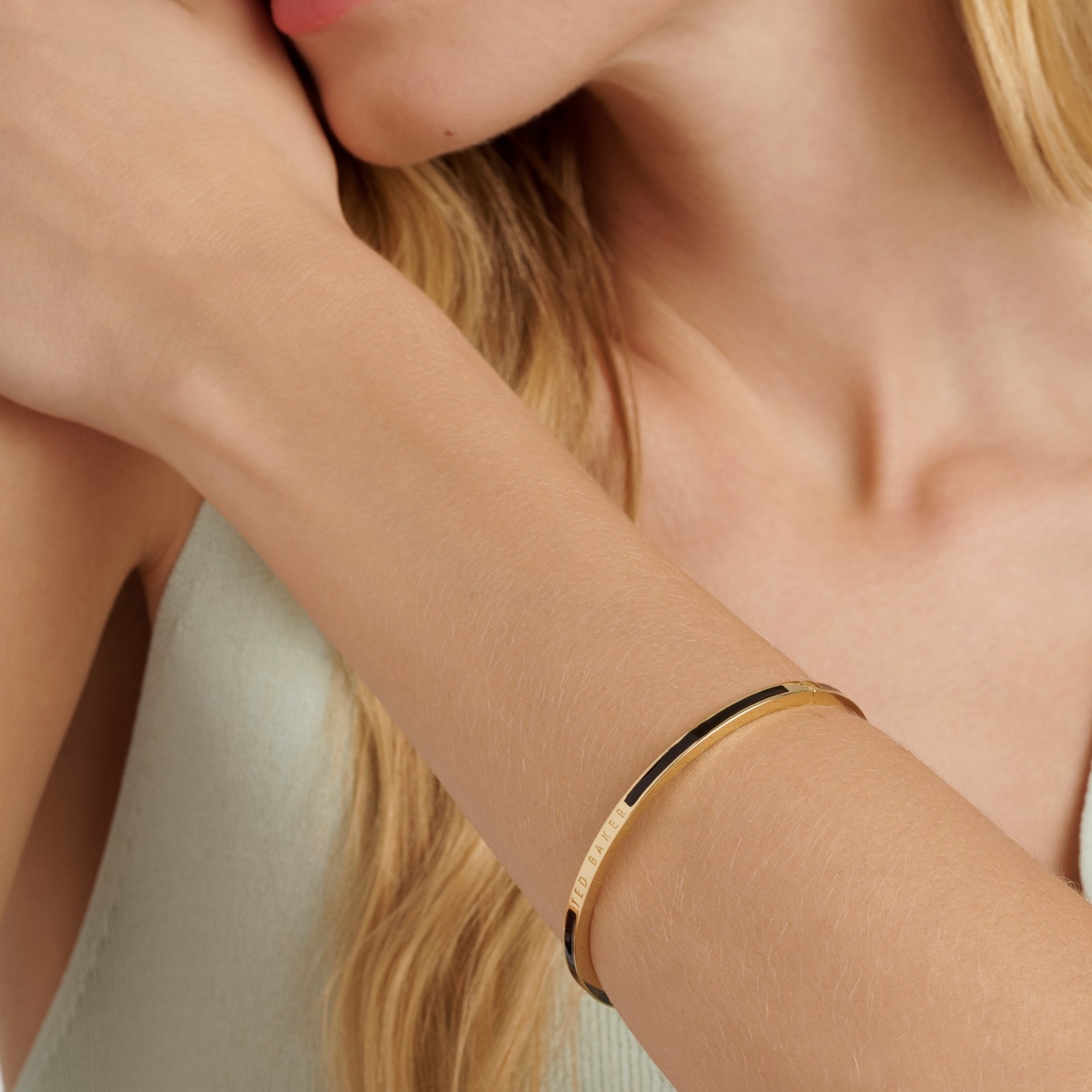 Ted Baker Yellow Gold Coloured RoleyB Black Enamel Bangle Ted Baker Yellow Gold Coloured RoleyB Black Enamel Bangle