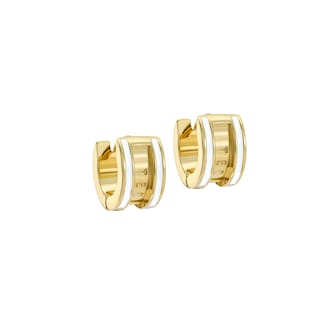 Ted Baker Yellow Gold Coloured RoloW White Enamel Huggie Hoop Earrings