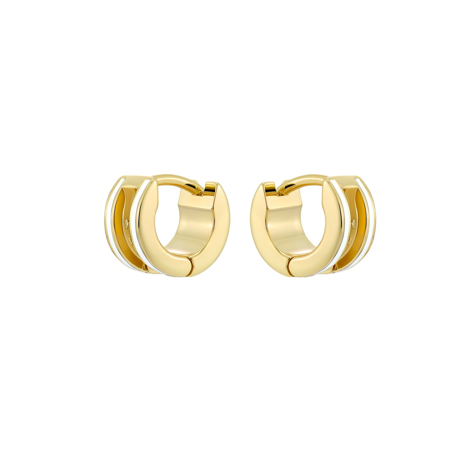 Ted Baker Yellow Gold Coloured RoloW White Enamel Huggie Hoop Earrings Ted Baker Yellow Gold Coloured RoloW White Enamel Huggie Hoop Earrings