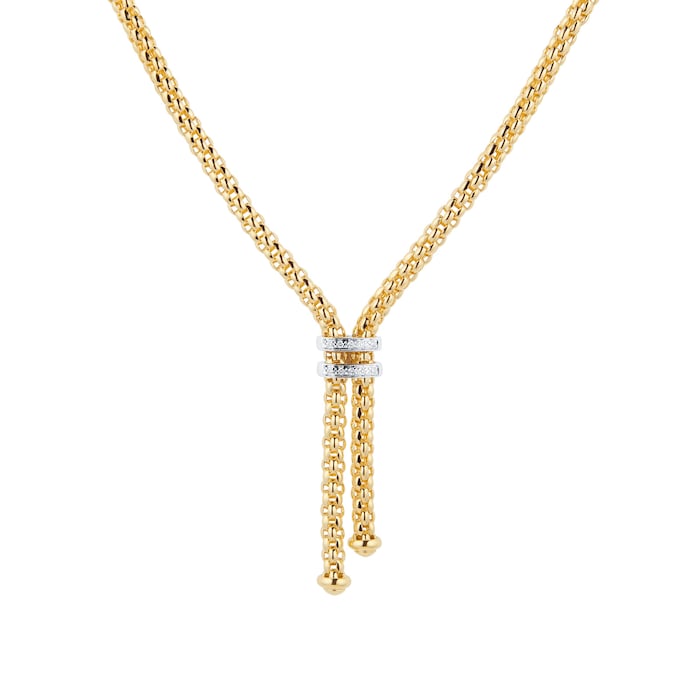 FOPE 18 Yellow and White Gold Maori Tassel 0.09cttw Diamond Necklace