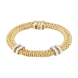 FOPE 18 Yellow and White Gold Maori Two Row 0.18ct Diamond Bracelet