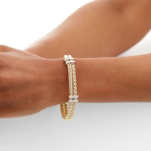 FOPE 18 Yellow and White Gold Maori Two Row 0.18ct Diamond Bracelet