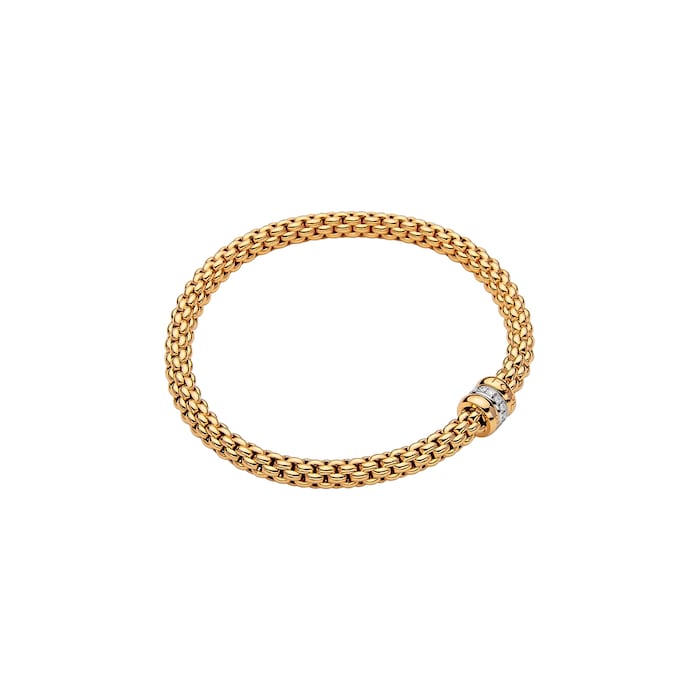 FOPE 18ct Yellow Gold Solo Flex'it 0.10ct Diamond Bracelet