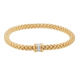 FOPE 18ct Yellow Gold Solo Flex'it 0.10ct Diamond Bracelet