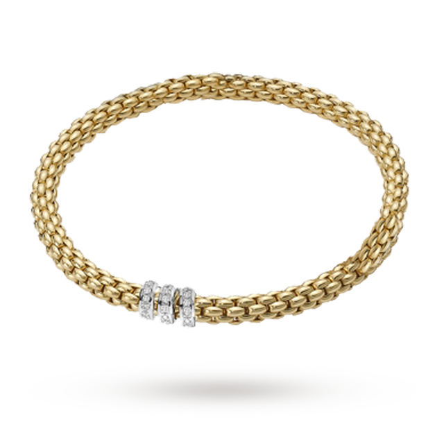 FOPE 18ct Yellow Gold Solo Flex'It 0.30ct Diamond Bracelet