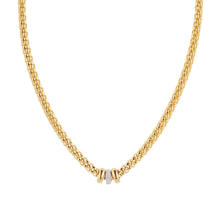 FOPE 18ct Yellow Gold Solo 0.10ct Diamond Necklace