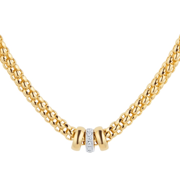 FOPE 18ct Yellow Gold Solo 0.10ct Diamond Necklace