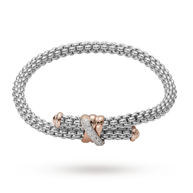 FOPE 18ct White Gold Solo Flex'It 0.20ct Diamond Bracelet