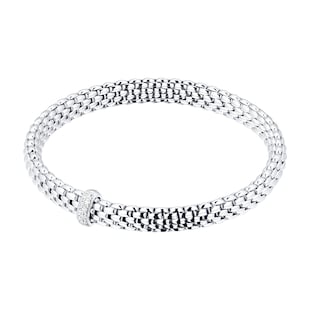 FOPE 18ct White Gold Vendome Flex'It 0.10ct Diamond Bracelet