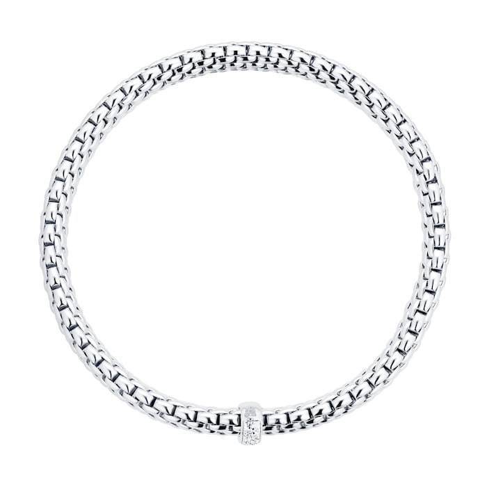 FOPE 18ct White Gold Vendome Flex'It 0.10ct Diamond Bracelet