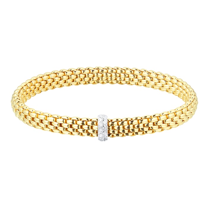 FOPE 18ct Yellow Gold Vendome Flex'It Diamond 0.10cttw Diamond Bracelet