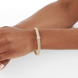 FOPE 18ct Yellow Gold Vendome Flex'It Diamond 0.10cttw Diamond Bracelet