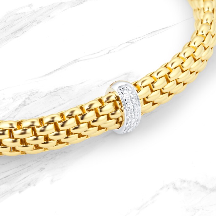 FOPE 18ct Yellow Gold Vendome Flex'It Diamond 0.10cttw Diamond Bracelet