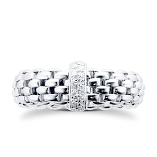 FOPE 18ct White Gold Vendome Flex'It 0.10ct Diamond Ring - Ring Size Medium